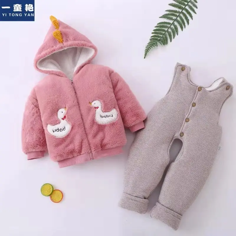 

Baby boys girls clothing set 2pcs Winter autumn cotton-padd jackets clothes Hoodies quilted pants infant sets newborn 0-12M