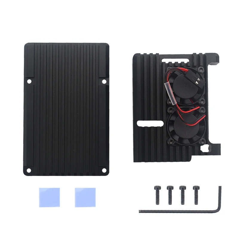  Original Official Raspberry Pi 4 Model B Kits Dual Fan Aluminum Case + 32/64 GB SD Card + Power Ada