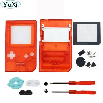 

YuXi Full Case Cover Housing Shell Replacement For Gameboy Pocket Game Console for GBP Clear Red Shell Case With Buttons Kit