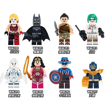 

8Pcs/Set Compatible LEGO Marvel Hero Series Wonder Woman Captain America Building Blocks Minifigures Model Toys for Gift