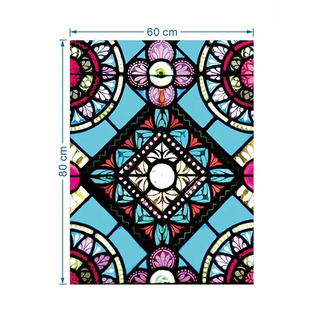 Retro Style Church Painting Art Static Cling Frosted Stained Glass Film Room Bathroom Privacy Window Stickers 10