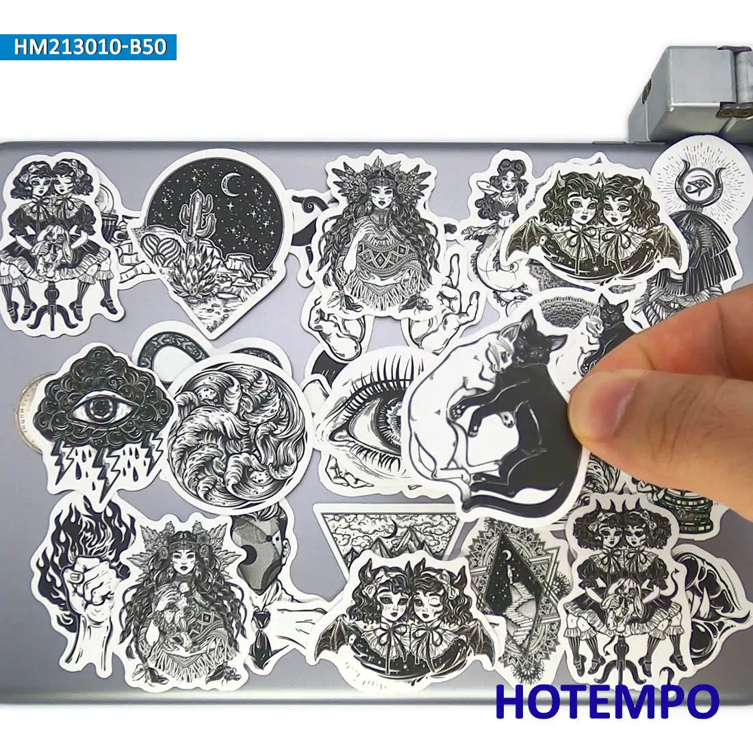 50 Stück, Gothic Aufkleber, Dunkle Fantasie, Feenhexe, Cthulhu Totem, für Telefon, Gepäck, Skateboard, Auto, Fahrrad, Motorrad, Helm, Glastasse, Scrapbook, Journal, Laptop-Aufkleber – Detail 4