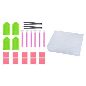 

1 Pcs Factory Sealed Bobbin Storage Organizer Box & 1 Set DIY Diamond Painting Tool Kits, ABS + Silicone