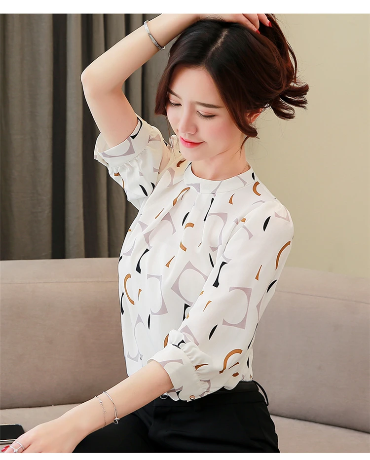 Blusas mujer de moda корейская модная одежда женские блузы, Рубашки, Топы женские Топы шифоновая блузка белая рубашка