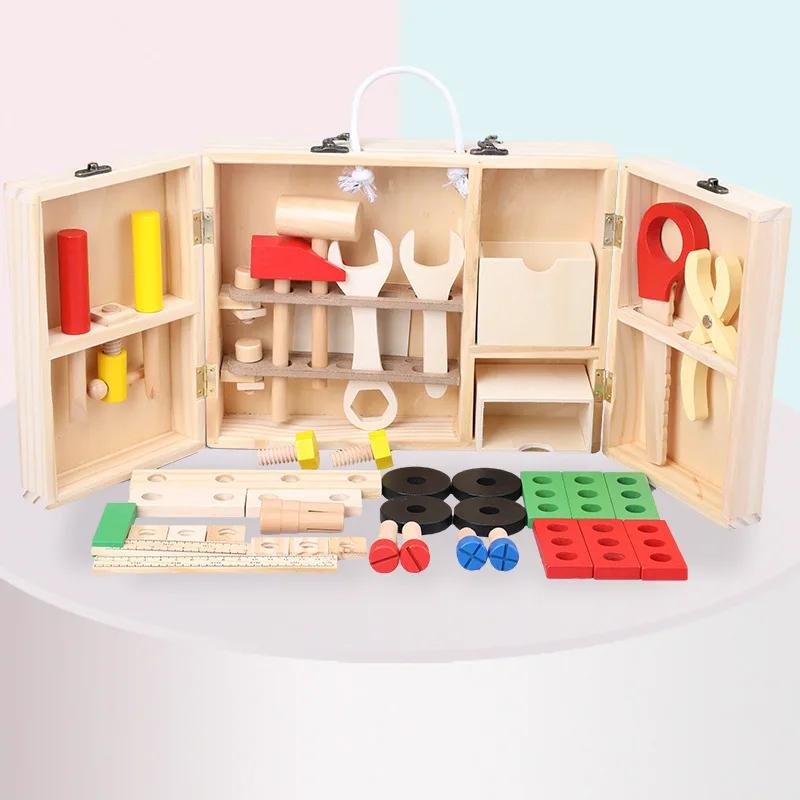 

Wooden Hand Multi-functional Model Toolbox Nut Set Combination Children'S Educational Play House Disassembly Toy