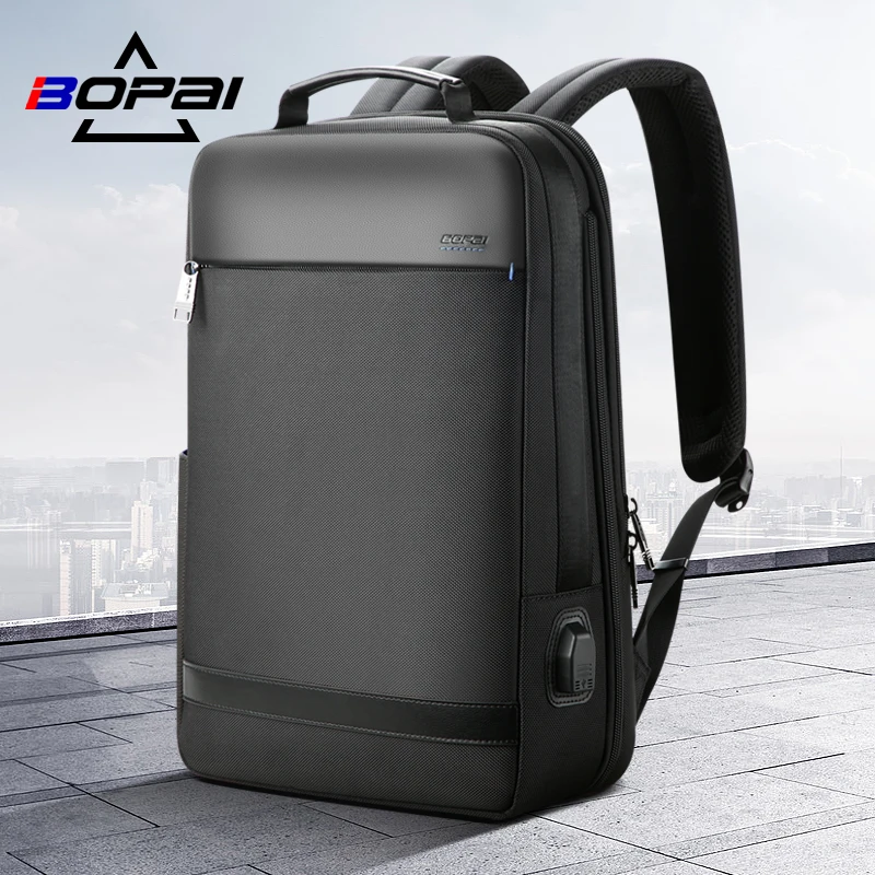 

BOPAI Business Backpack Men Large Capacity USB Computer Bag Anti-Theft Travel Waterproof Stylish 15.6 Inch Laptop Back Packs