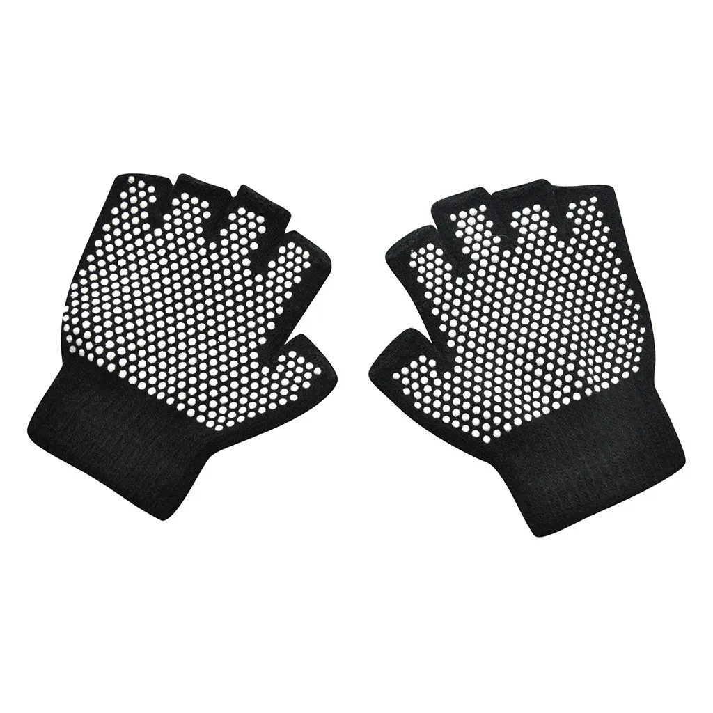 Варежки для новорожденных детские зимние теплые вязаные без пальцев Нескользящие Варежки перчатки Rekawiczki Dzieciece детские перчатки варежки - Color: Black