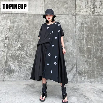 

Summer New Fashion Large Size Polka Dot Short Sleeve Dress Round Neck Polyester Leisure Dresses Sell Comfortable