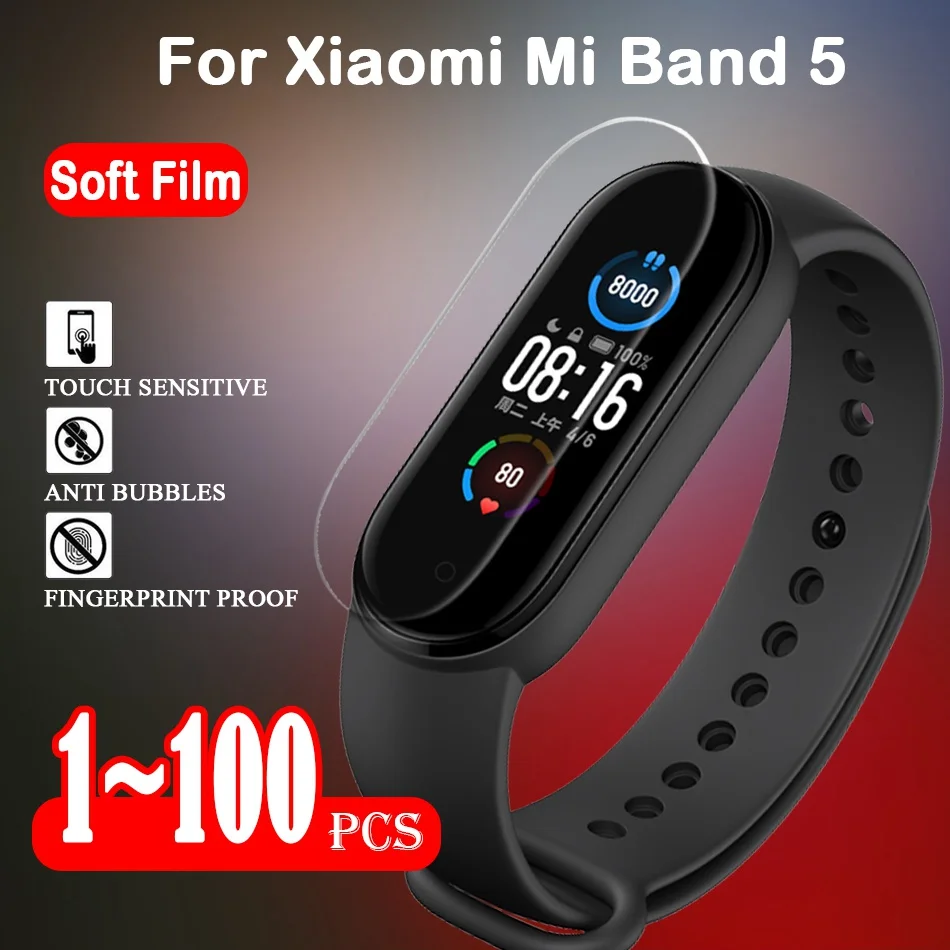 Мягкая защитная пленка для Xiaomi Mi Band 5 аксессуары смарт-браслета полное покрытие