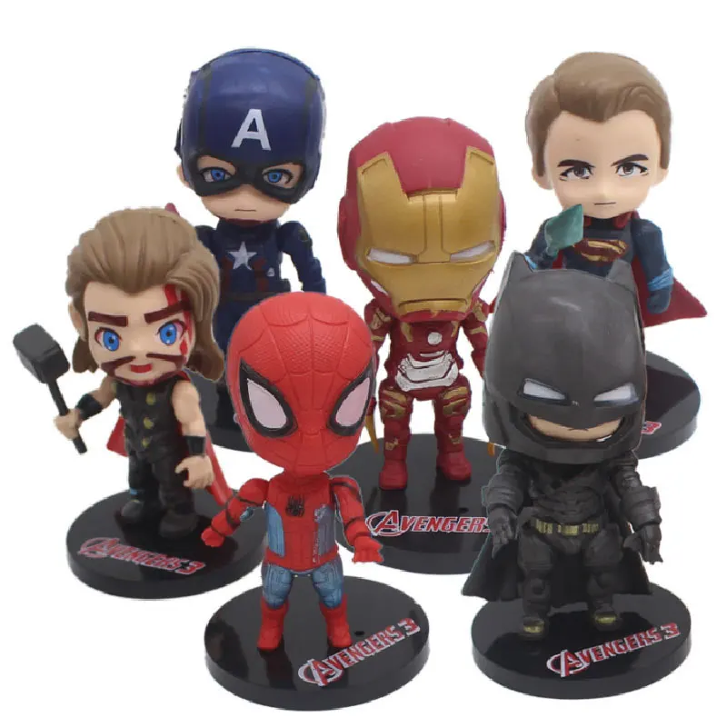 

The Avengers Set Spider-Man Superman Iron Man Batman Raytheon Captain America Garage Kit Model Toy Arrangements Superhero 6 SET