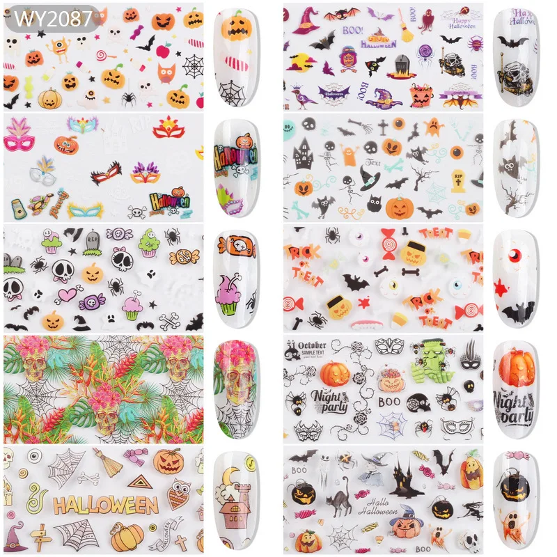 10pcs Christmas Decorations for Nails Mix Colorful Transfer Nail Foil Sticker Snow Flower Elk Gift Santa Adhesive Paper YXL287