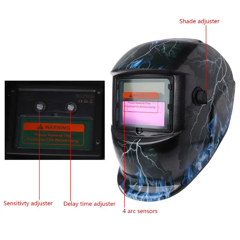 Automatic Darkening Welding Helmet Mask Solar Auto Darkening Adjustable Shade Range DIN 9-13/Rest DIN 4 Welder Protective Gear A Automatic Darkening Welding Helmet Mask Solar Auto Darkening Adjustable Shade Range DIN 9-13/Rest DIN 4 Welder Protective Gear A