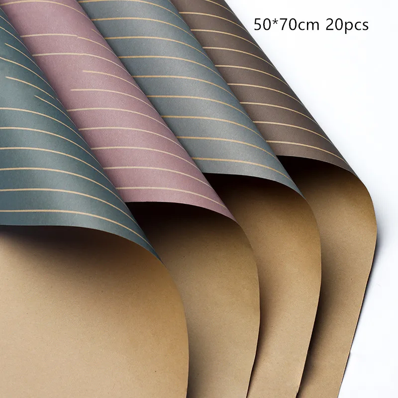 

20pcs Kraft Paper Flowers Wrapping Paper Two-color Flowers Rose Bouquet Wrapping Paper Wrapping Paper Flower Shop Material