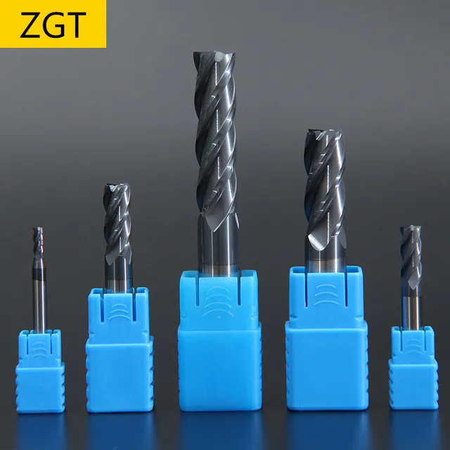 Fraise à queue ZGT en carbure de tungstène HRC50 à 4 cannelures, diamètres 4mm, 6mm, 8mm, 10mm, 12mm, 14mm, 16mm, outil de coupe pour métaux 1