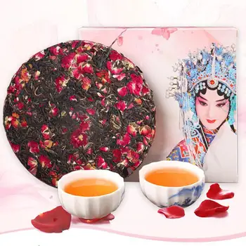 

Chinese Yunnan Fengqing Black and Rose Flower Tea Drunken Beauty Red Flower Brick Tea Cake 200g