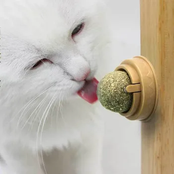 

Kitten Catnip Ball Set Silvervine Lick Ball Self-adhesive Rotated Catnip For Cats Wall Mount Molar Teething Toy Pet Cat Supplies