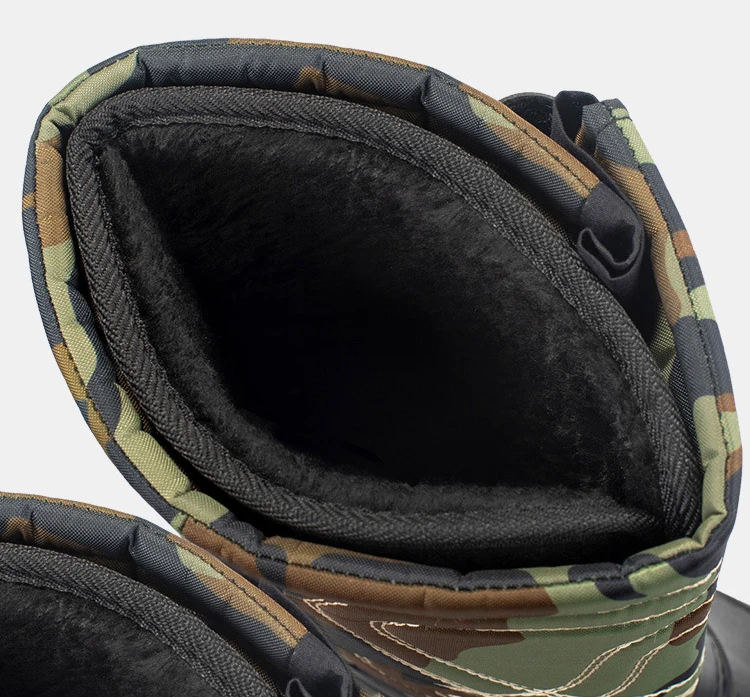 -45 Degree Winter Camouflage Snow Men Boots Rain Shoes Waterproof With Real Wool Warm Male Casual Mid-Calf Work Fishing Boot