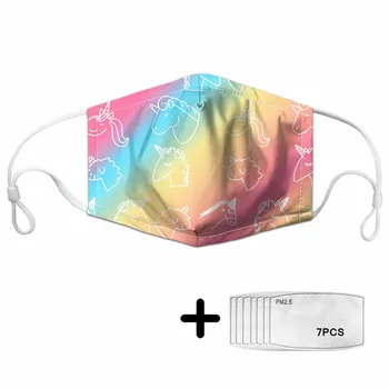 

Kawaii Unicorn Children Sleep Mask 3D Gradient Color Printed Women's Mouth Masks Cloth Accessories Kids Protective Mask Filter