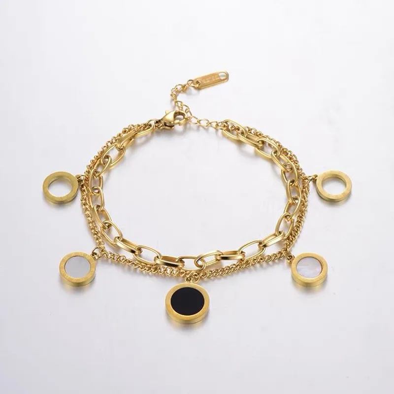 Pulseras de lujo de la India para mujer, joyería titanio de oro y acero inoxidable con romanos, brazaletes de diseñador, amantes _ - AliExpress Mobile