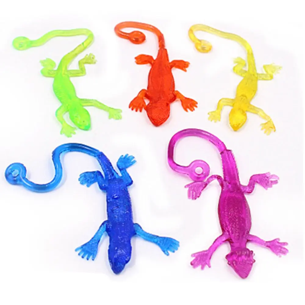 5Pcs Novelty Sticky Lizard Animals Retractable Viscous Lizard Kid Funny Gadgets 