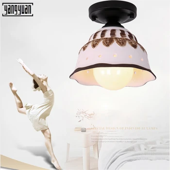 

Black E27 Ceiling Light Modern Ceramic Glass and Iron Art LED Ceiling Lamp Home Bar Cafe Shop Lighting Corridor light Fixture