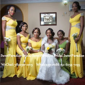 

Yellow Bridesmaid Dresses With Appliques Off Shoulder 2020 Women Mermaid Long Wedding Guest Dress Vestido De Festa