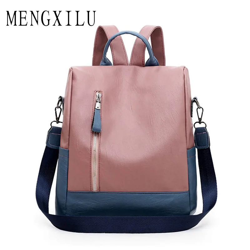 

Women Backpacks 2019 Quality PU Leather Bag for College Simple Design Women Casual Daypacks Mochila Female Anti-theft Backpack