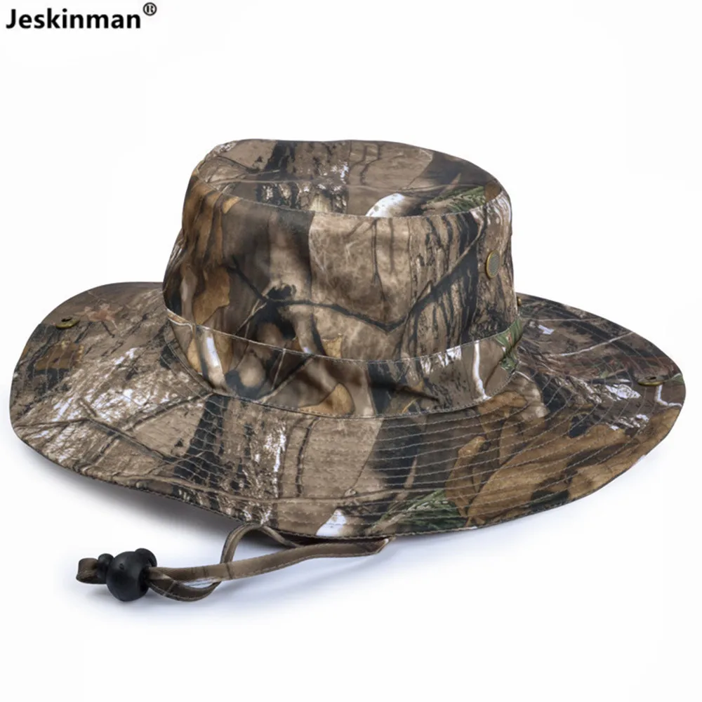 Spring Summer Sun Protection Bonnie Hat Bionic Camouflage Hunting Fishing Cap Breathable Outdoor Casual Drawstring Hat