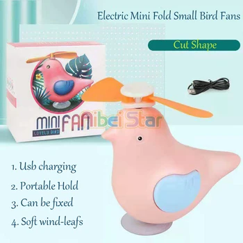 

Usb Mini Fold Fans Electric Portable Hold Small Fans Originality Small Household Appliances Desktop Lovely bird can suck Fan