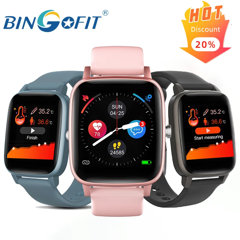 

BingoFit T98 Smart Watch Body Temperature Measurement Heart Rate Monitor Blood Pressure Fitness Sport Smartwatch for Women Men