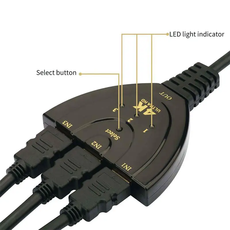 4K 3D Mini 3 порта HDMI коммутатор 4K HDMI сплиттер 1080P 3 в 1 выход порт концентратор для DVD HDTV для Xbox PS3 PS4