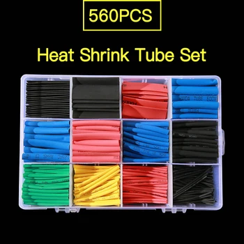 

560 Pcs Set Polyolefin Shrinking Assorted Heat Shrink Tube Wire Cable Insulated Sleeving Tubing Set Wiring Accessories