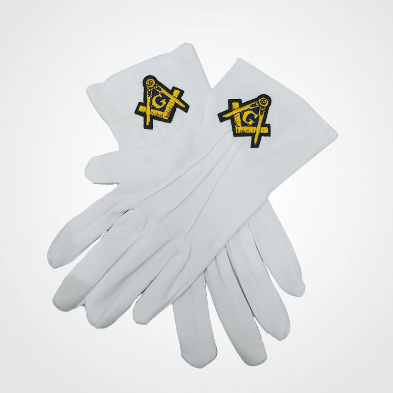 

Masonic Royal Arch Hand Embroidered White Gloves High Quality Polyester Masonic Gloves with Embroidery Sign