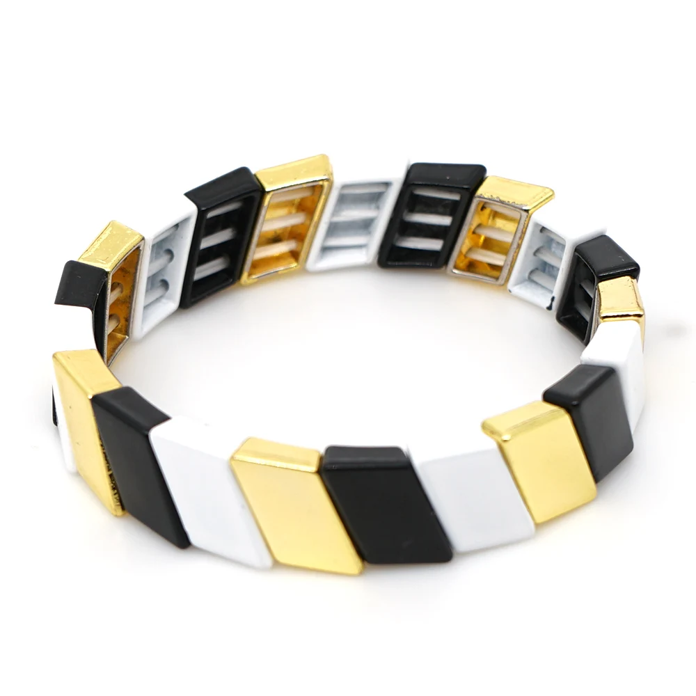Shinus плиточный браслет, мужские браслеты для женщин, ручная работа, популярные эмалированные ювелирные изделия для друзей, последняя мода, браслет на заказ, богемный - Окраска металла: RO-B190111C