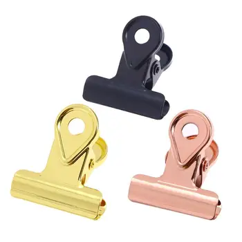 

15pcs Copper Electroplating Bulldog Hinge Clips Binder Clamps Paper Clips for Photos Price Tags Maps Drawings Bills Papers