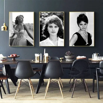 

SOPHIA LOREN Black White Actress Movie Canvas Art Print Wall Pictures for Living Room No Frame
