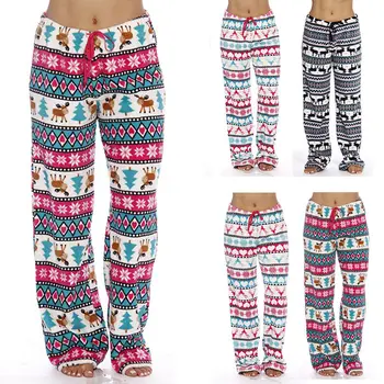 

Casual Women Christmas Pajama Pants Soft Animal Printed Sleep Trousers Loose Casual Long Sleep Bottoms