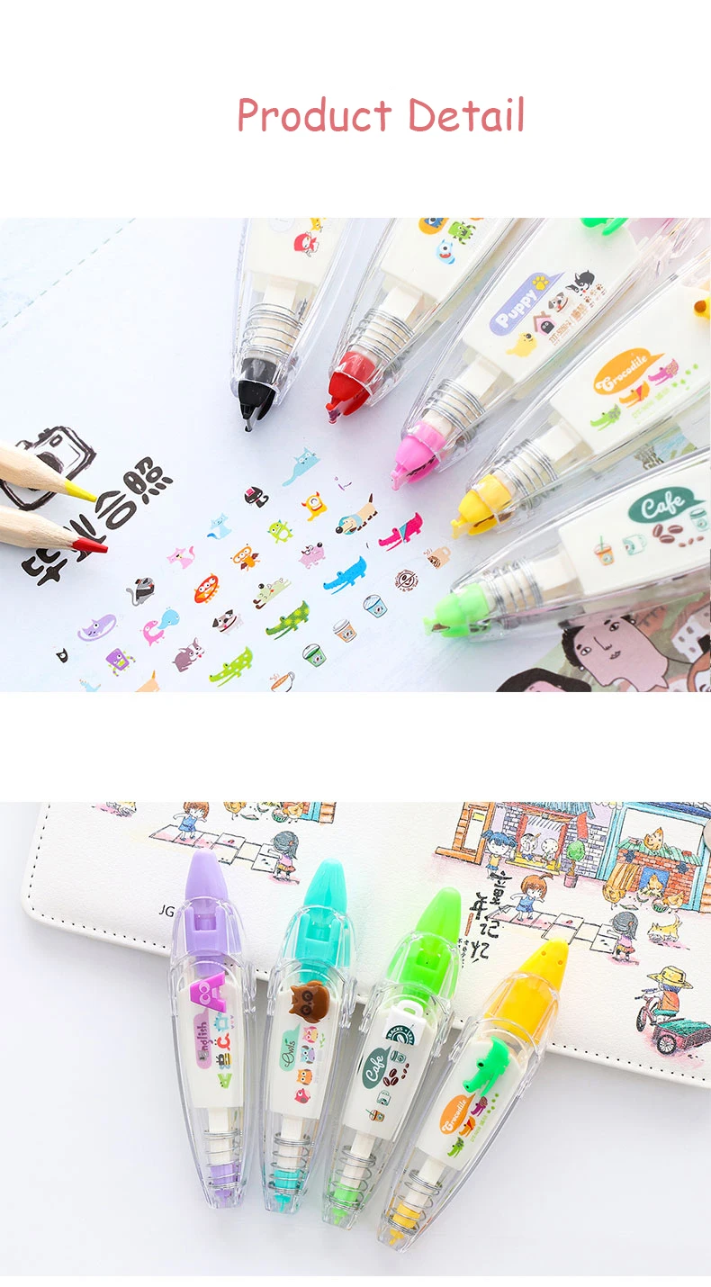 21 стиль Kawaii Корректирующая лента животные пресс тип декоративная Корректирующая лента Скрапбукинг Канцелярские Принадлежности для школьников