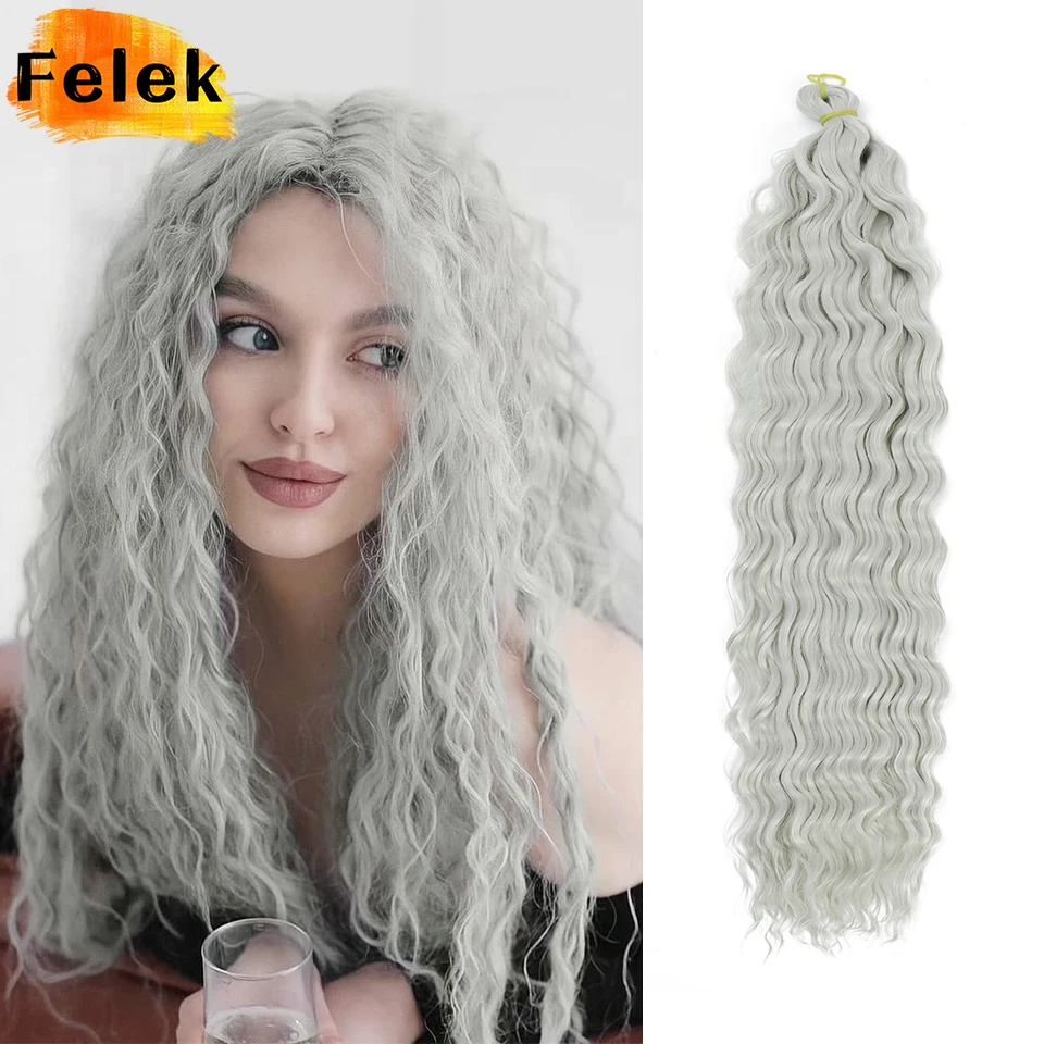 22-30inch Deep Wave Twist Crochet Hair Natural Synthetic Afro Curls Crochet Braids Ombre Braiding Hair  Extensions For Women