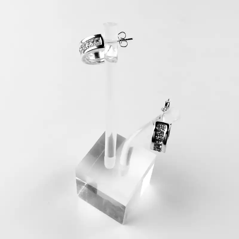 Серьги-кольца для женщин Pave White Cubic Zirconia 925 пробы модные круглые ушные ювелирные украшения подарки оптом