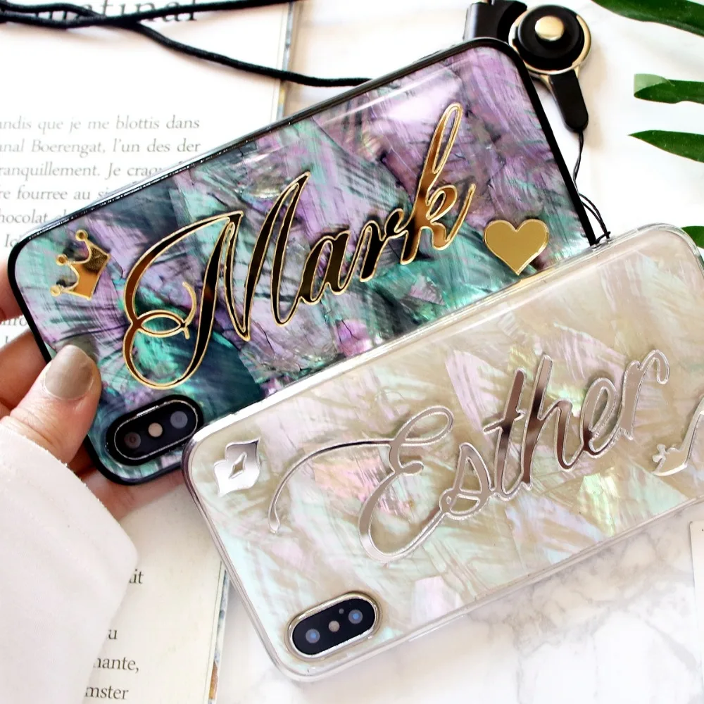 Для iphone 11 pro max 6 7 8 10 plus XR XS XSMAX X персональный Радужный мягкий чехол уникальный подарок заказное имя блестящий чехол для телефона
