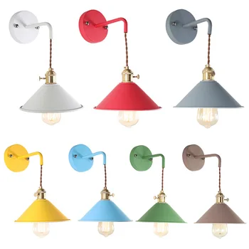 

Nordic color restaurant creative macaron bedroom bedside wall lamp personalized aisle lamp