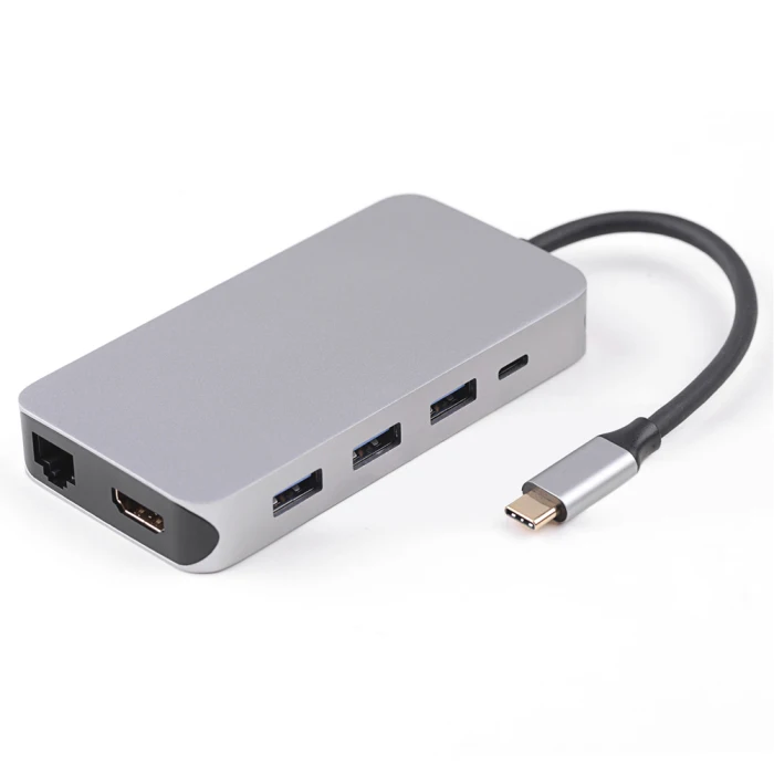 9 в 1 Многофункциональный узловой центр 9 портов USB3.0 type-C HDMI прочный концентратор EM88