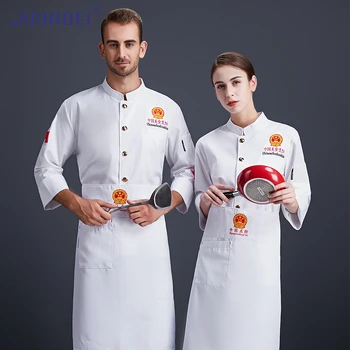 

Single-breasted Long Sleeve Chef Cooking Uniforms Unisex Restaurant Hotel Overalls Cafe Hair Salon Cake Shop Waiter Work Jacket