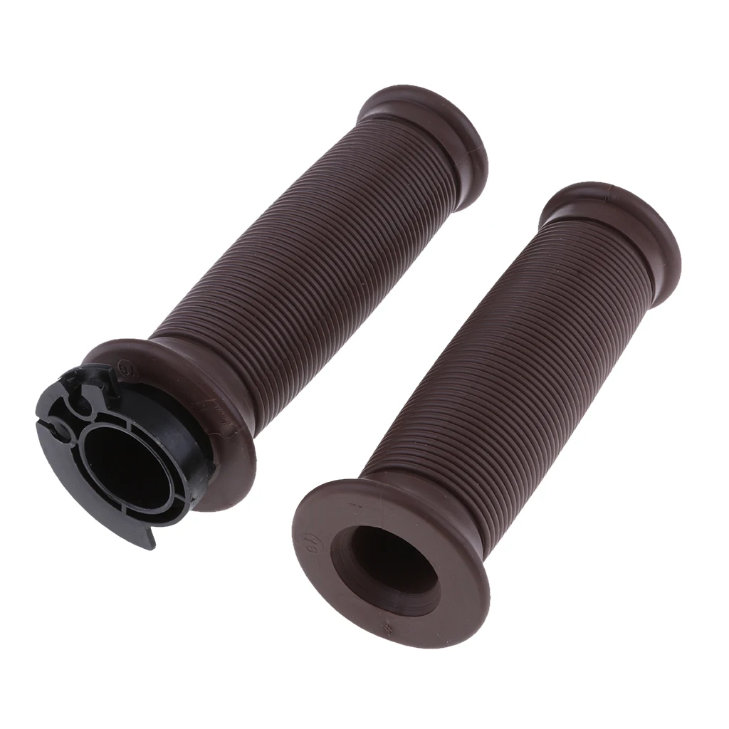 7/8'' 22mm Motorbike Handlebar Throttle Hand Grips Vintage Cafe Racer Brown for Yamaha Suzuki Kawasaki and BMW