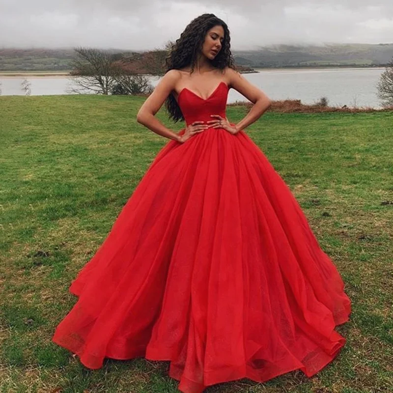 Robe de soiree милые красные платья для выпускного вечера тюль Длина до пола Вечерние платья под заказ Девушки Формальные Вечерние платья дешево