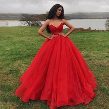 Robe de soiree милые красные платья для выпускного вечера тюль Длина до пола Вечерние платья под заказ Девушки Формальные Вечерние платья дешево