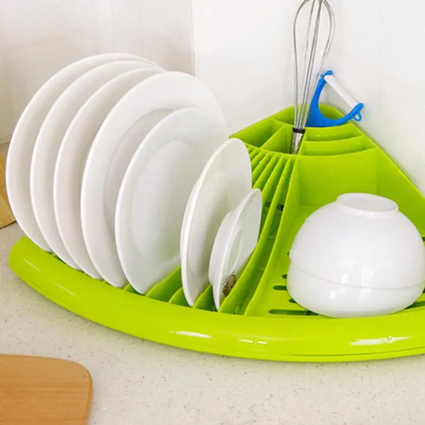 

OUSSIRRO Corner Dish Tray Drain Rack Kitchen Dish Holder Dish Drying Rack Creative Tool green/blue/pink/white Happy Sale