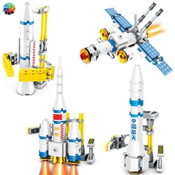 Blocs de construction de fusée Saturn V, Station spatiale, navette de ville, Satellite, astronaute, figurine homme, ensemble de briques, jouets pour enfants, cadeau 