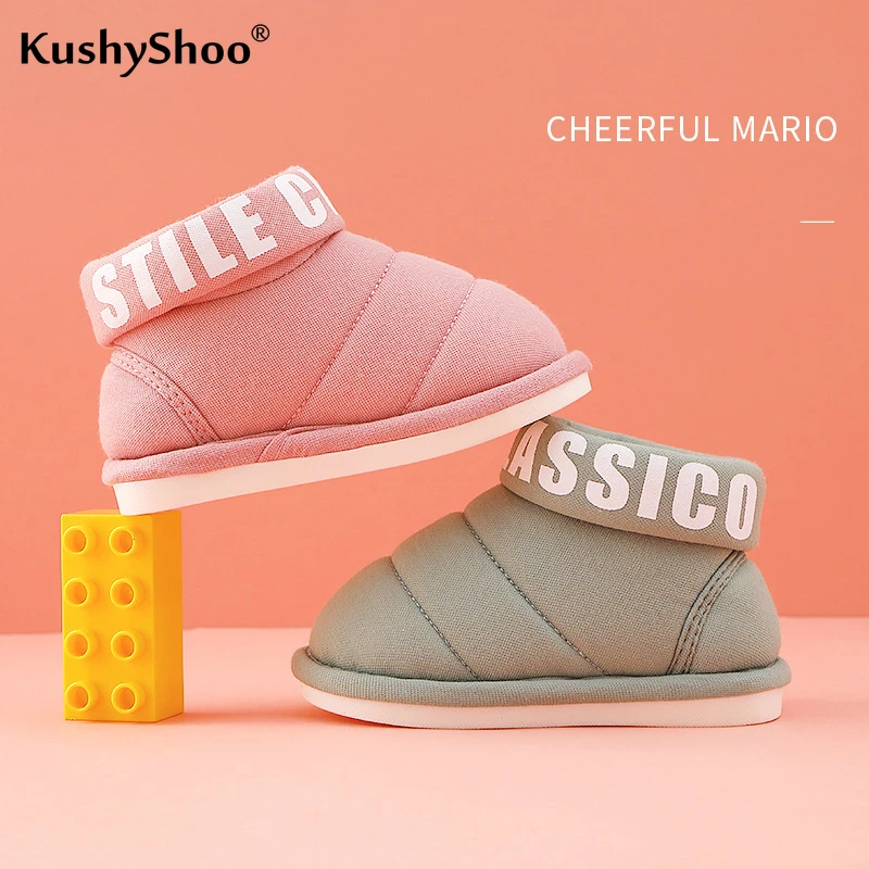 

Kushyshoo Baby Shoes 2020 Fashion Slip-On Solid Color All-match Infant Shoes Heighten Bottom Winter Thicken Warm Cotton Slippers